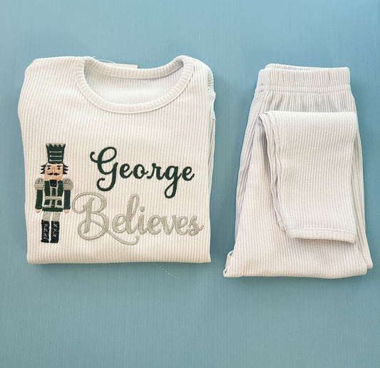 White Loungeset with Nutcracker Design