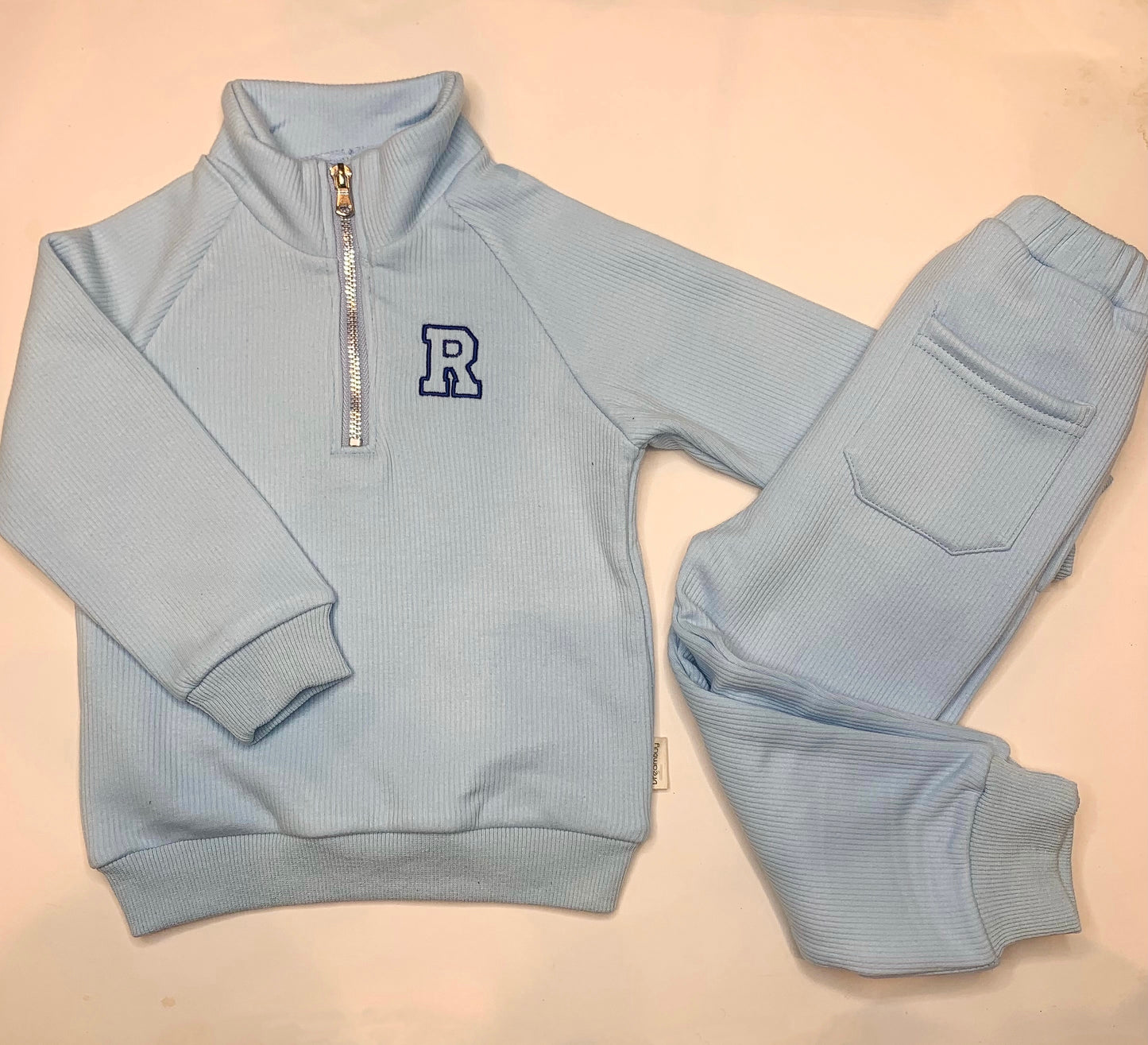 Frost blue Ribbed Fleece tracksuit
