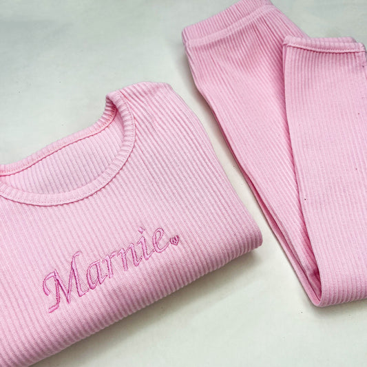 Baby Pink Ribbed Tracksuit