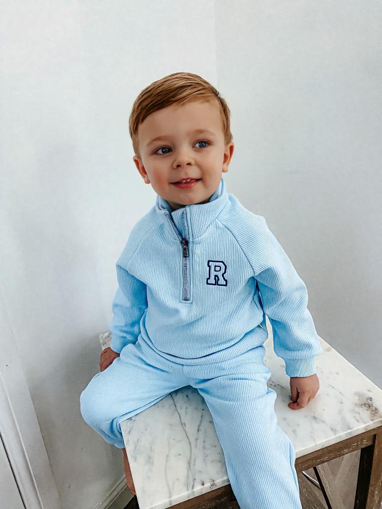 Frost blue Ribbed Fleece tracksuit