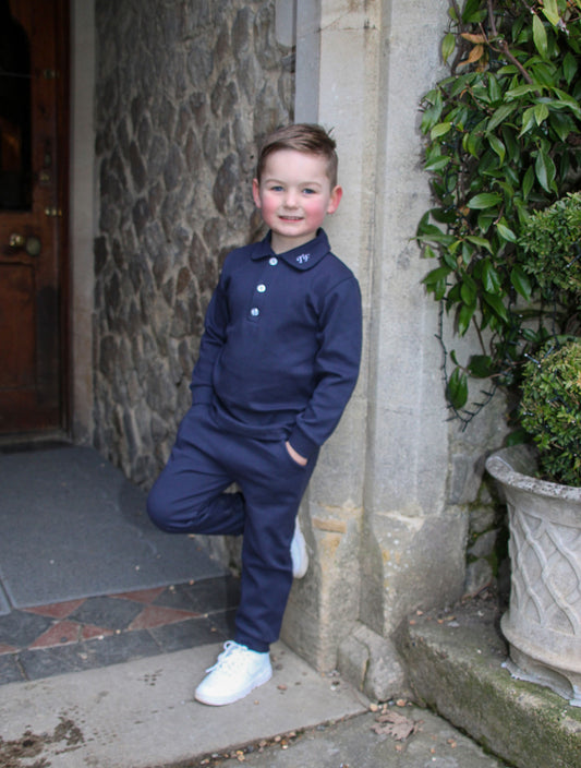 Boys Navy Collared Tracksuit