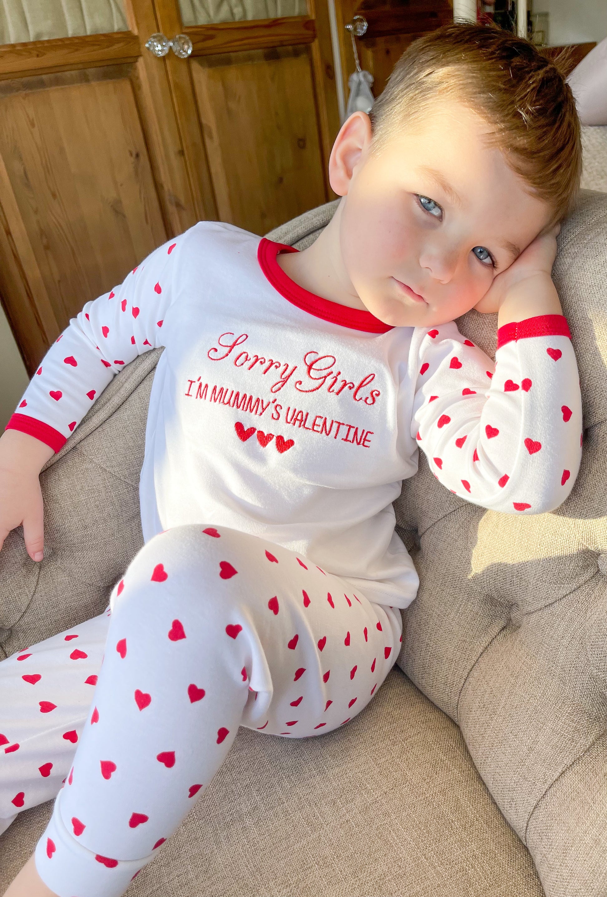 Childrens Valentines Pyjamas Sorry Girls/Boys' The Small Wardrobe