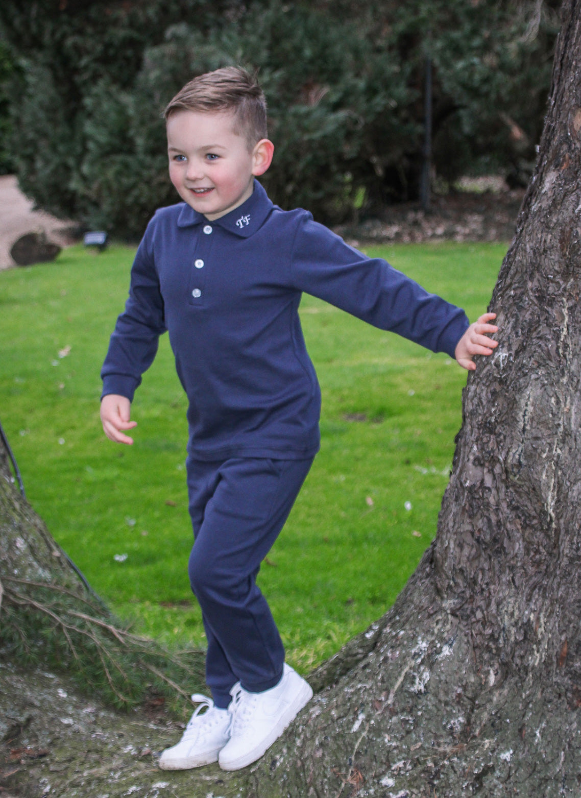 Boys Navy Collared Tracksuit