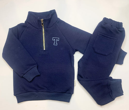 Space Navy Ribbed Fleece tracksuit