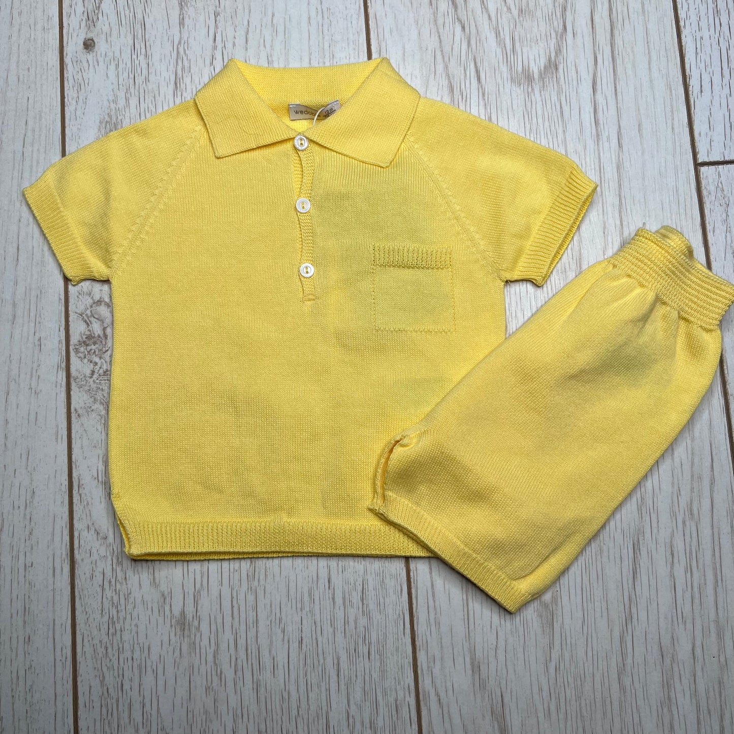 Yellow polo knitted short set
